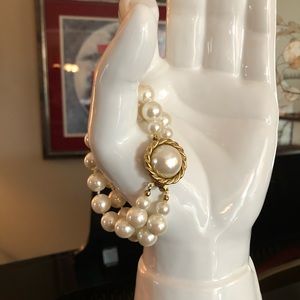 Vintage Carolee Double Stand Faux Pearl Bracelet